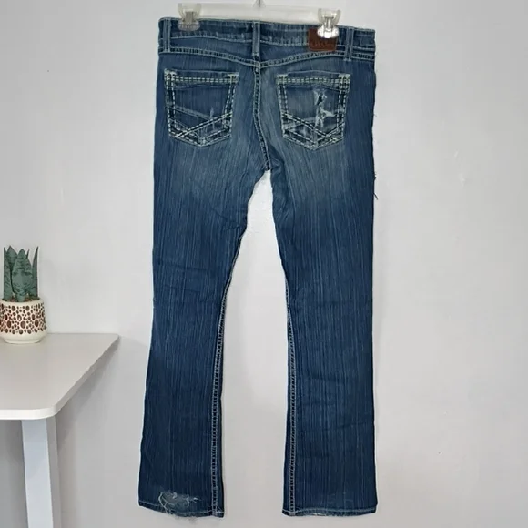 BKE Sabrina Distressed Bootcut Jeans 30x31.5 • Stretchy Holes + White Hem! - Picture 10 of 15